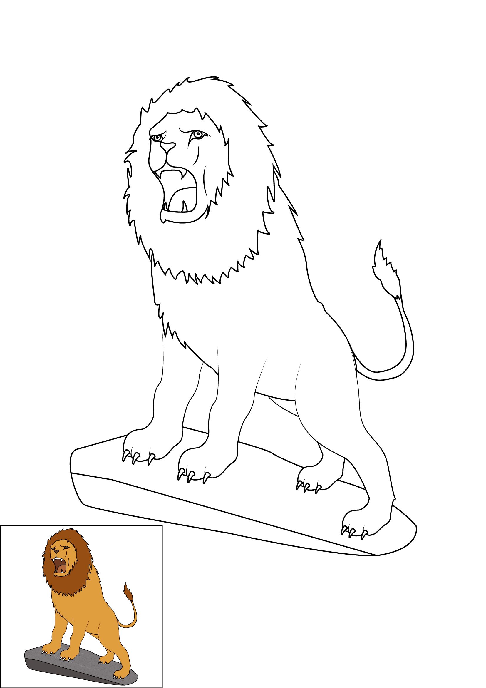 drawings of lions roaring in color