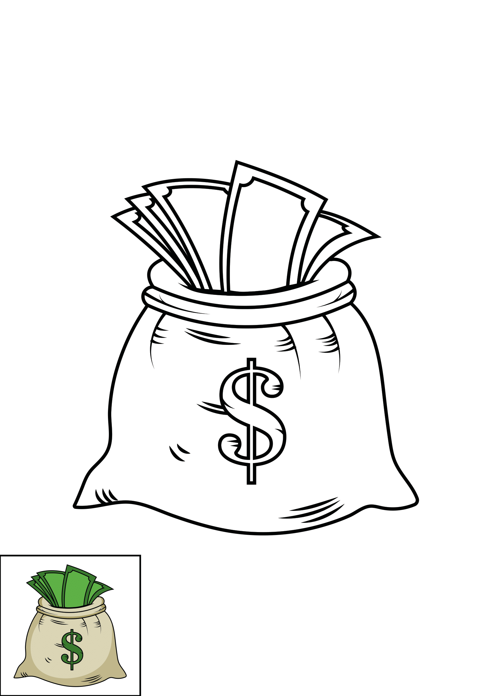 open money bag drawing
