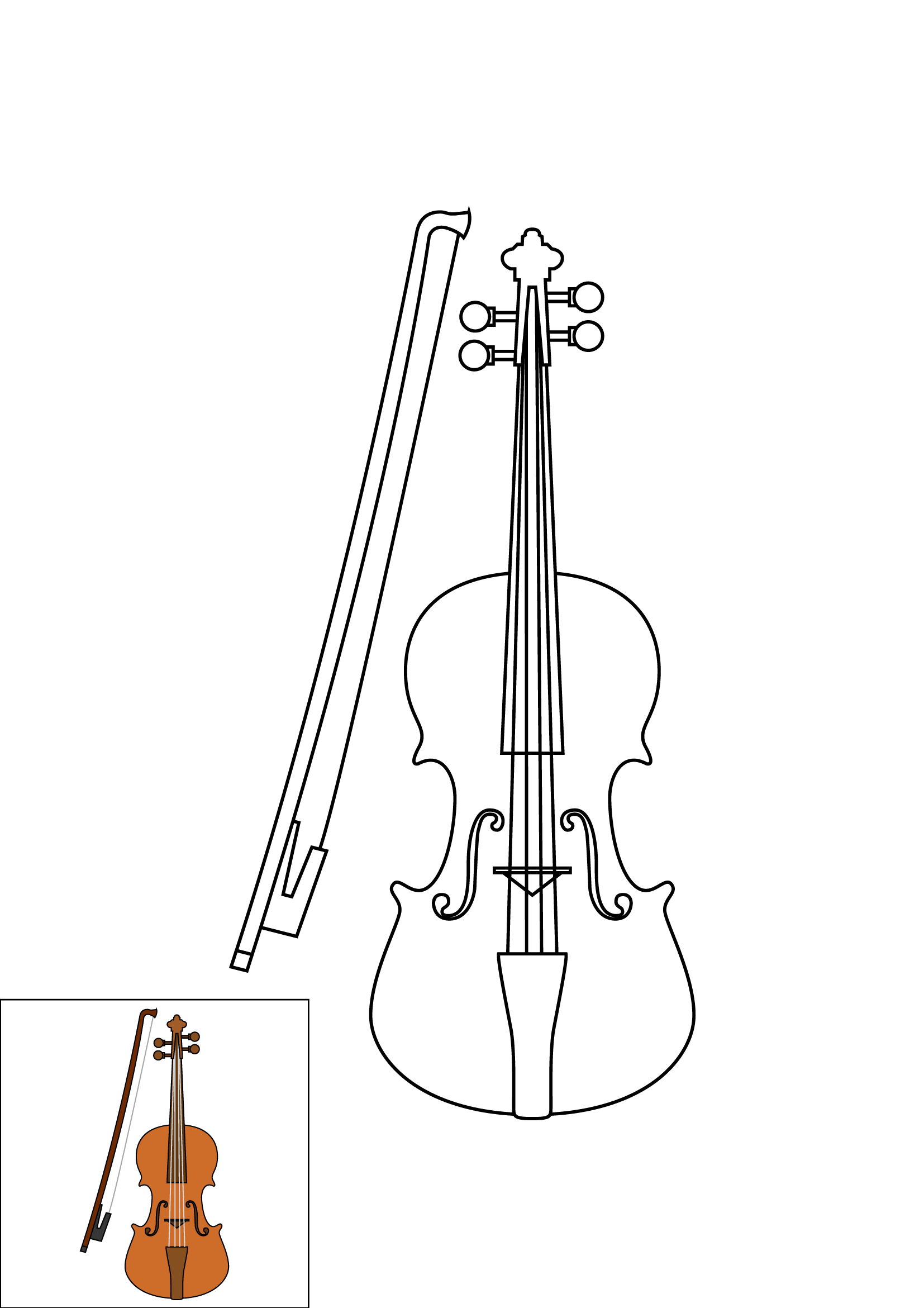 how to draw a cartoon violin