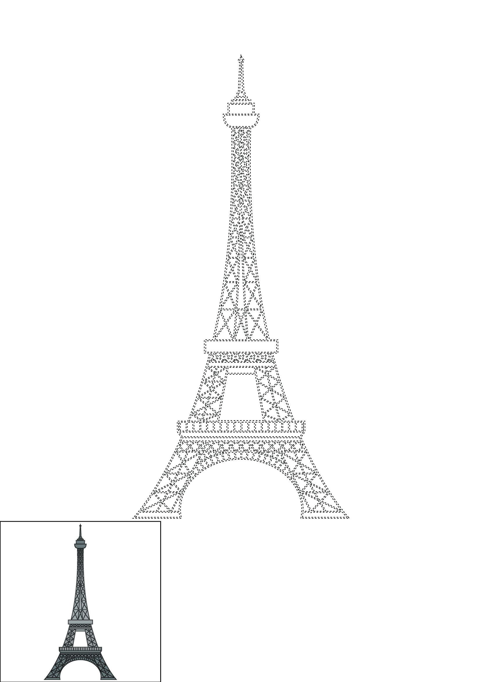 How to Draw The Eiffel Tower Step by Step