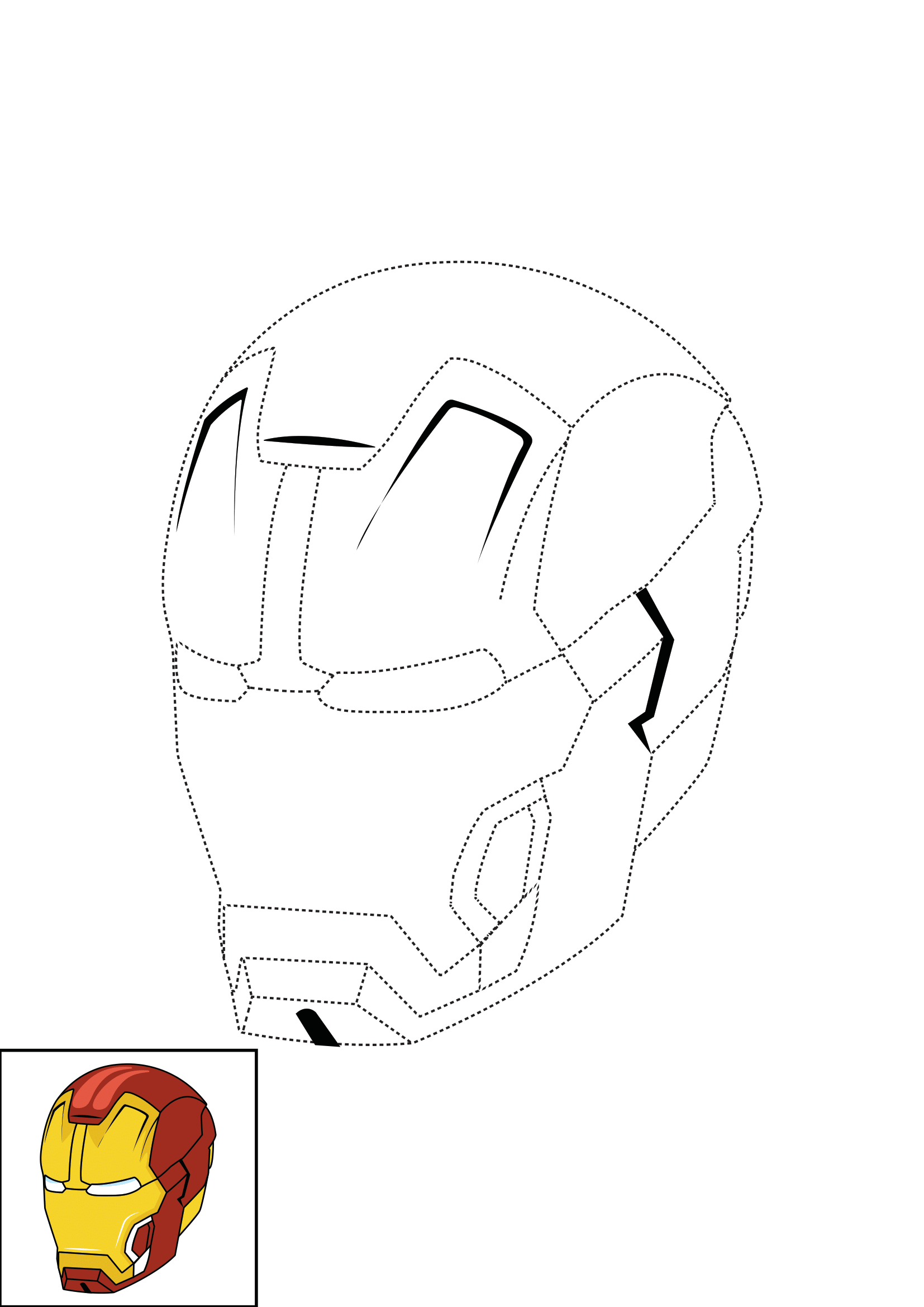 how to draw the iron man helmet step by step